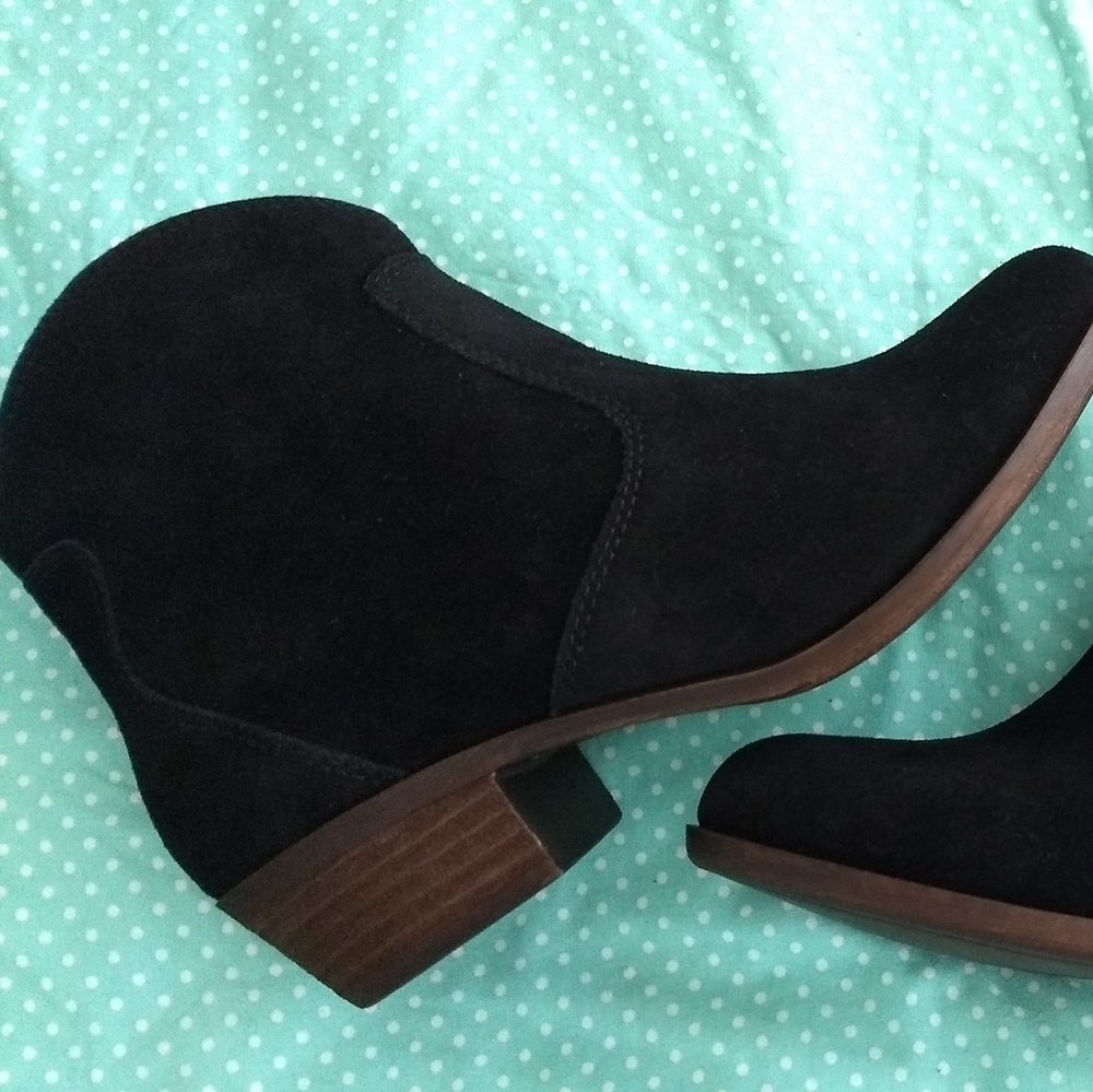 Lucky brand black suede ankle boots (new in box)